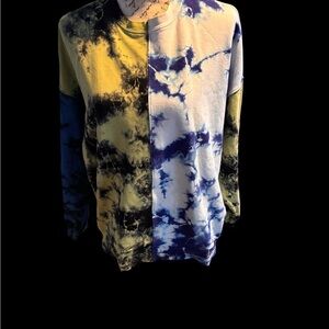 Electric & Rose Split Tie-Dye Sweatshirt Small Venice CA Unique Colorblock